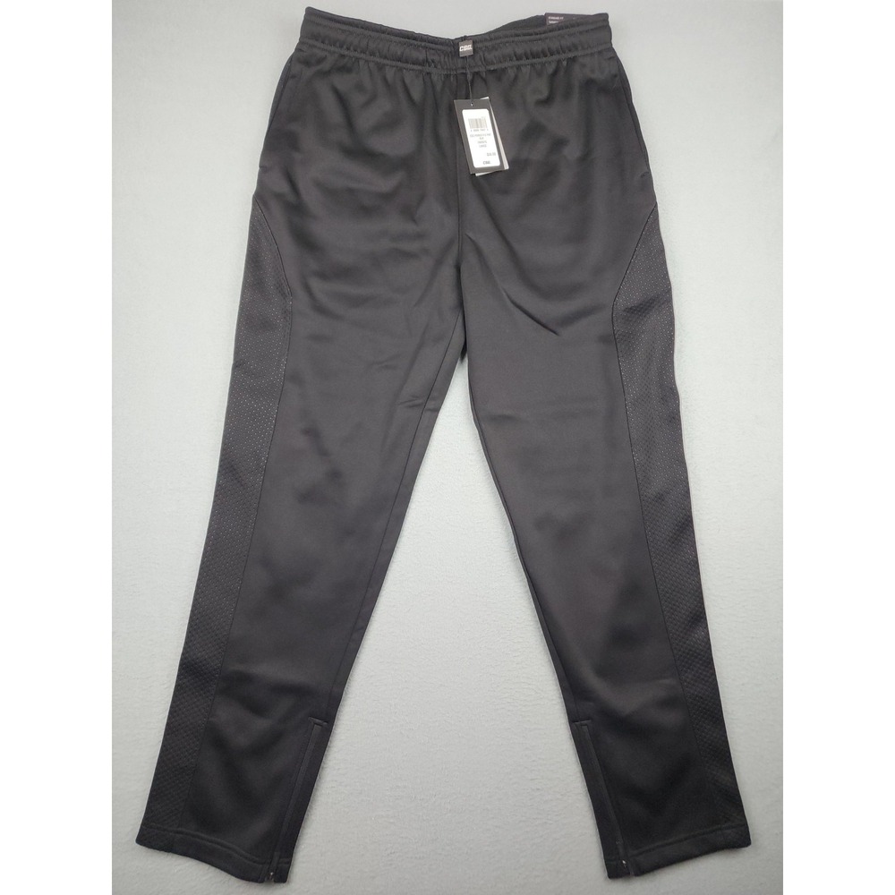 CSG Pierce Track Pants Mens Large Black Fleece Tapered Leg Zip Hem Mesh Panels